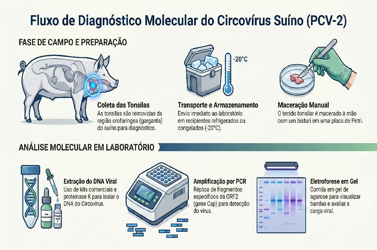 Detecção de PCV2 em granjas de produção de suínos do Rio Grande do Sul
